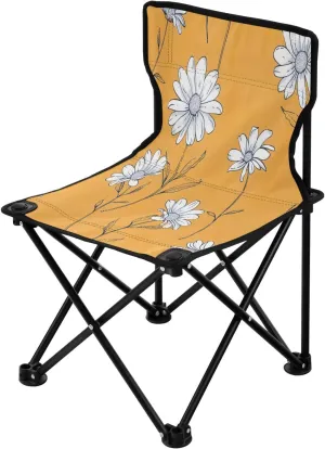 Vintage Beautiful Daisy Portable Outdoor Folding Chair Anti-Slip Padded Oxford Cloth Stool Camping Chair Small for Beach Hiking Fishing Gardening Quad Camp Chair