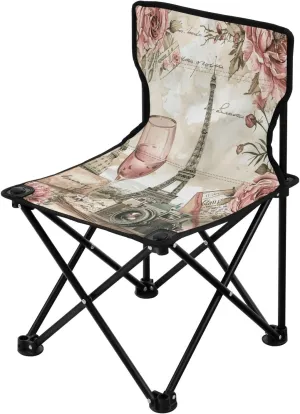 Vintage Camera Red Pylon Portable Outdoor Folding Chair Anti-Slip Padded Oxford Cloth Stool Camping Chair Small for Beach Hiking Fishing Gardening Quad Camp Chair