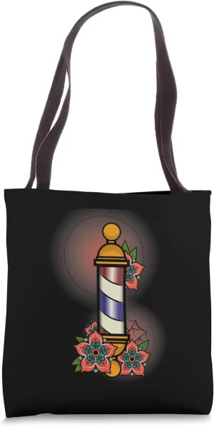 Vintage Retro Barber Pole Shirt Illustration Gift Tote Bag
