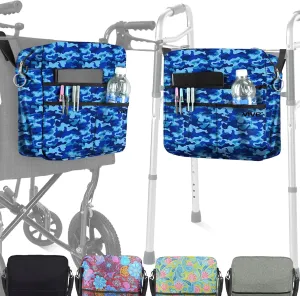 Vive Wheelchair Bag - Machine Washable, Double-Stitched, Water-Resistant Accessory Backpack for Rollators, Wheel Chairs, Walkers - Pouch with XL Pockets & Straps for Quick Installation