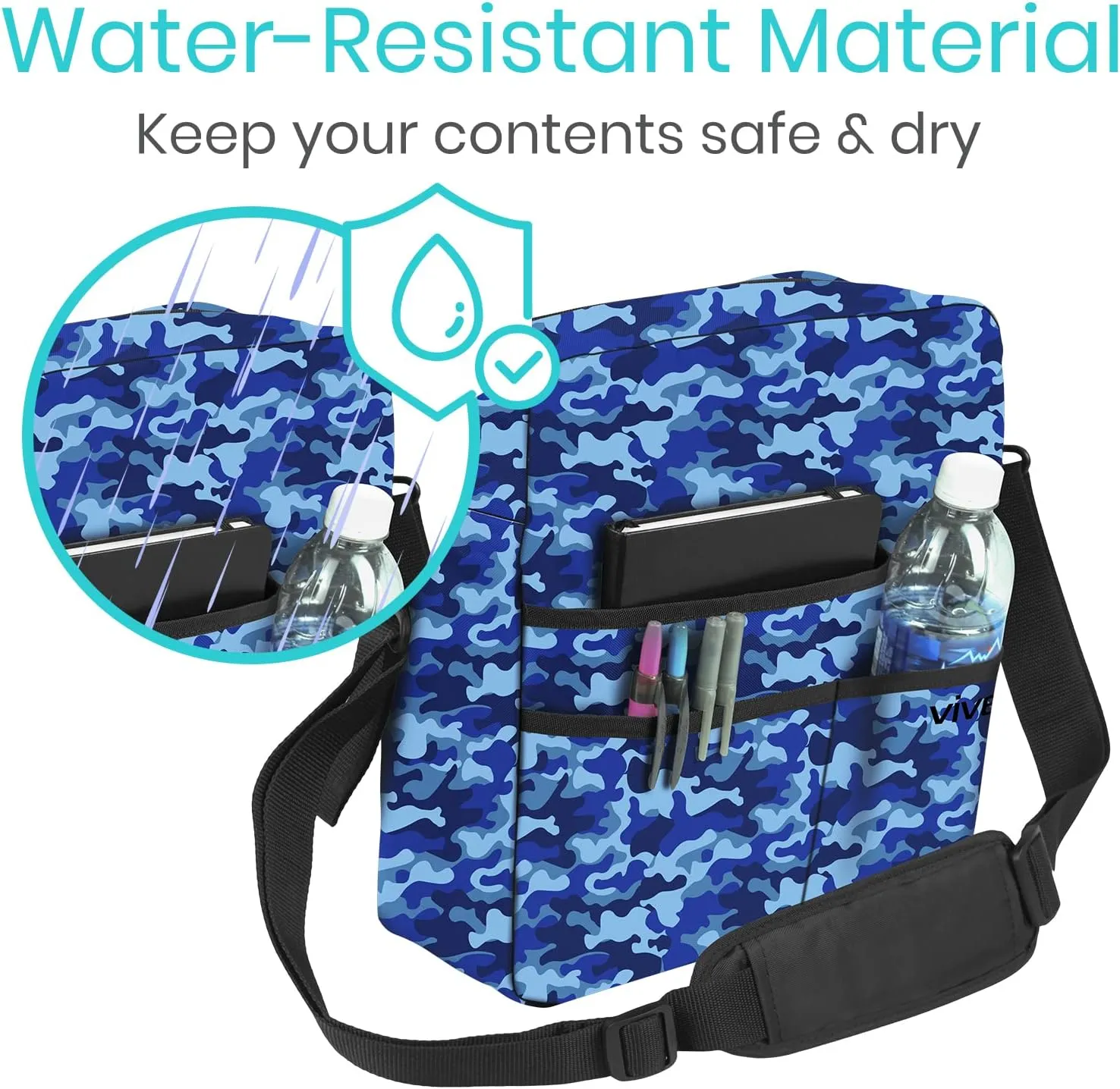 Vive Wheelchair Bag - Machine Washable, Double-Stitched, Water-Resistant Accessory Backpack for Rollators, Wheel Chairs, Walkers - Pouch with XL Pockets & Straps for Quick Installation