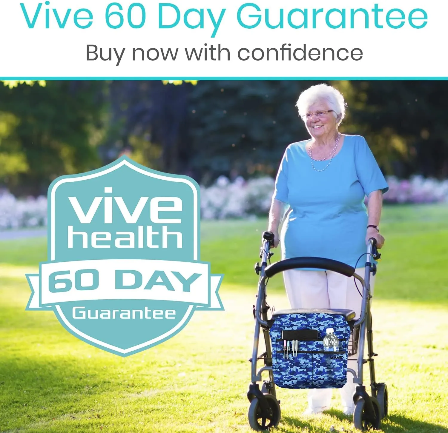 Vive Wheelchair Bag - Machine Washable, Double-Stitched, Water-Resistant Accessory Backpack for Rollators, Wheel Chairs, Walkers - Pouch with XL Pockets & Straps for Quick Installation