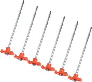 VOSAREA 6 Pack Heavy Duty Tent Stakes Metal Camping Tent Nails for Beach Canopy Replacement Pegs Sturdy Portable