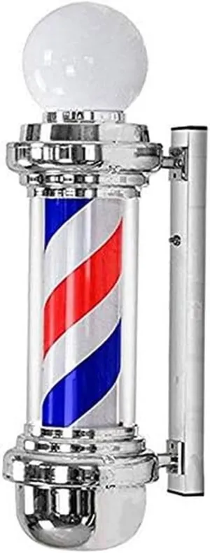 Wall Lamps Barber Pole Salon Light 88cm Traditional Barber Shop Pole,Classic Red White Blue Illuminating and Rotating Stripes, Outdoor Waterproof Wall Lights Hairdressing Barber Shop Pole Lamp
