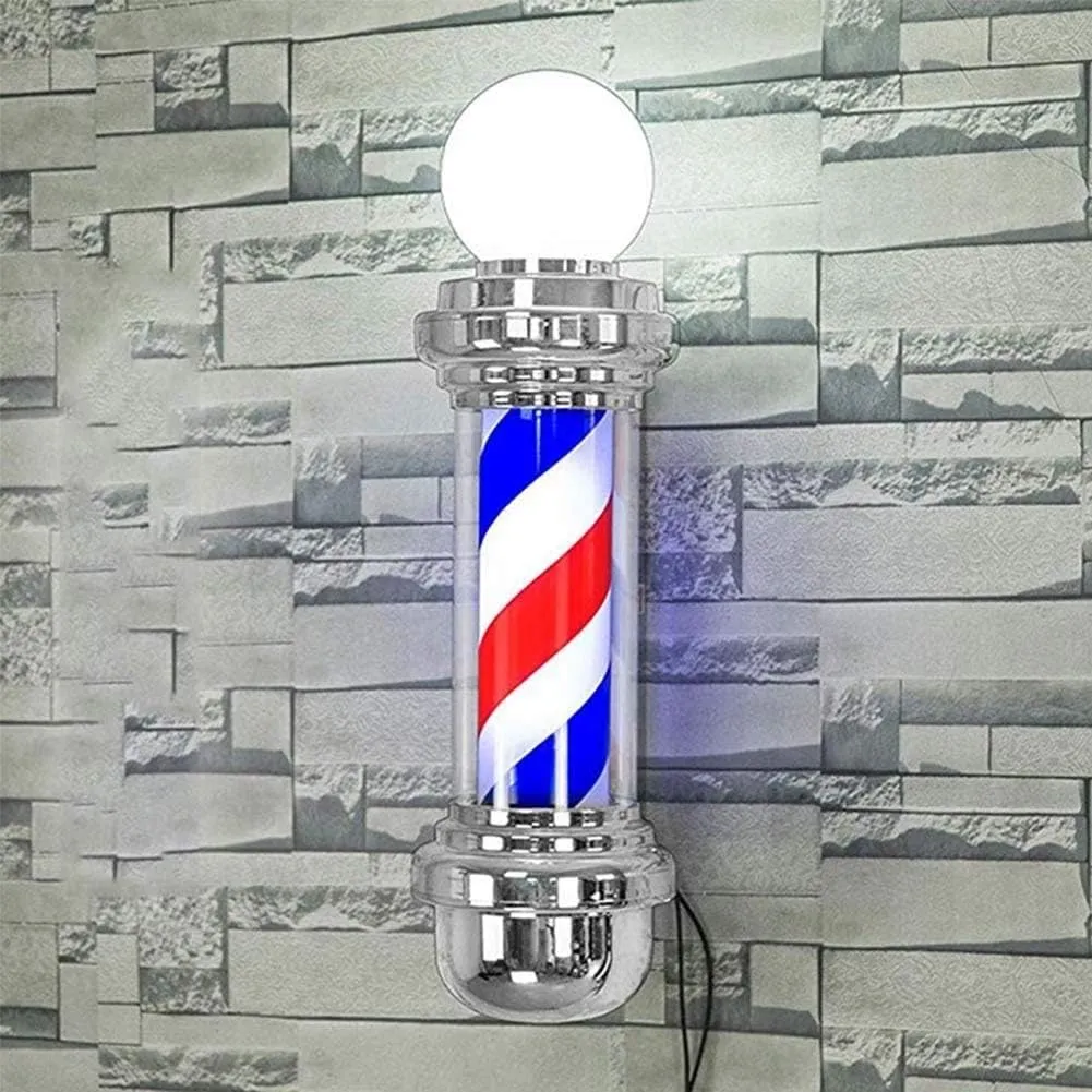Wall Lamps Barber Pole Salon Light 88cm Traditional Barber Shop Pole,Classic Red White Blue Illuminating and Rotating Stripes, Outdoor Waterproof Wall Lights Hairdressing Barber Shop Pole Lamp