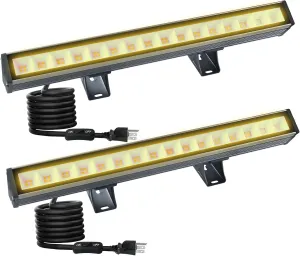 Warm White Wall Washer Light 17 Inch 2 Pack, 3000K Patio Flood Light 48W, IP66 Outdoor Bar Light for Landscape, Church, Yard, Garden, Building