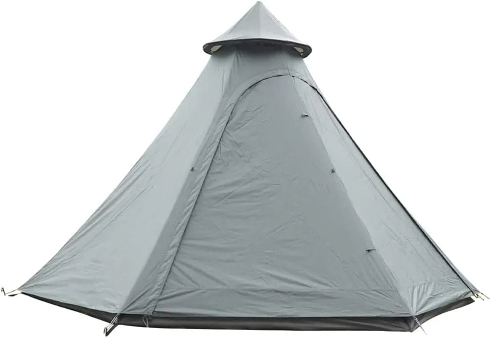 Waterproof Camping Pyramid Teepee Tent Adult Tent Waterproof Double Layers Indian Tent Yurt Tent Tower Post Bell Tent for Outdoor Family Trip