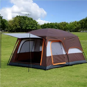 Waterproof Camping Tent,Family Tent with 3 Room 8-12 Person Large Tent 2 Bedroom Family Tent & Sun Shelter,Festival Essential for Outdoor Garden, Brown