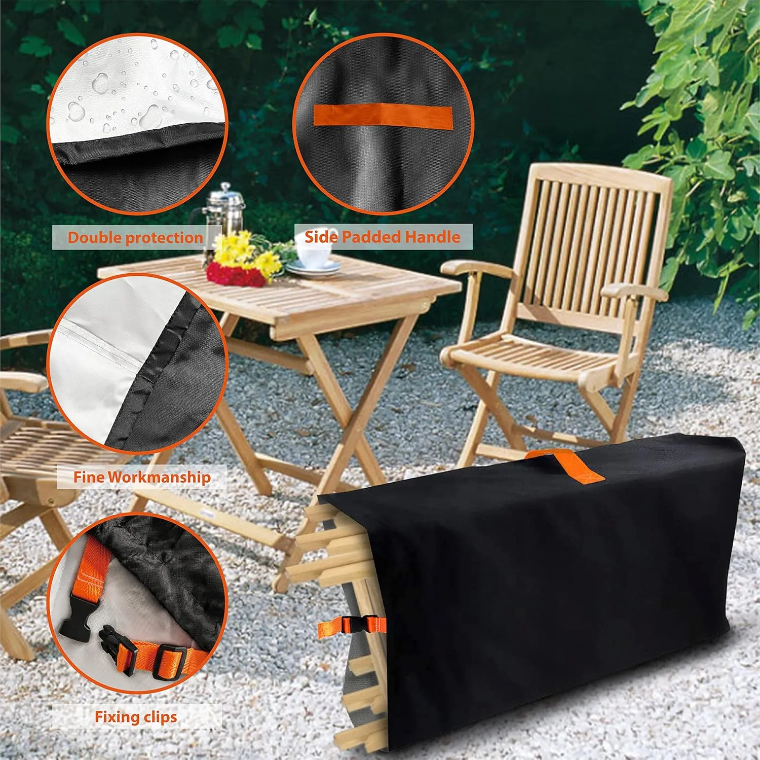 Waterproof Polyester Storage Bag for Plastic, Resin, and Wood Folding Chairs Oxford Cloth Chair Cover Chairs Storage Bag - 1 Pack
