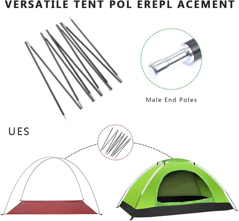 Weanas Tent Poles Replacement, Aluminum Rod Tent Pole Multifunction Lightweight Tent Pole Repair Kit, 7001 Series Aluminum Heated (20FT(610cm) 2 Poles)