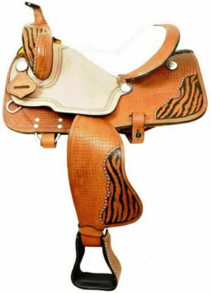 Western Saddle Barrel Leather with Cheetah Pattern by PROHUB