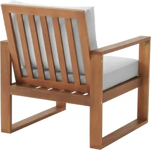 Weston Eucalyptus Wood Outdoor Chair with Gray Removable Cushions Weather-Resistant Deck Chair, Patio Furniture All-Weather, Backyard, Patio