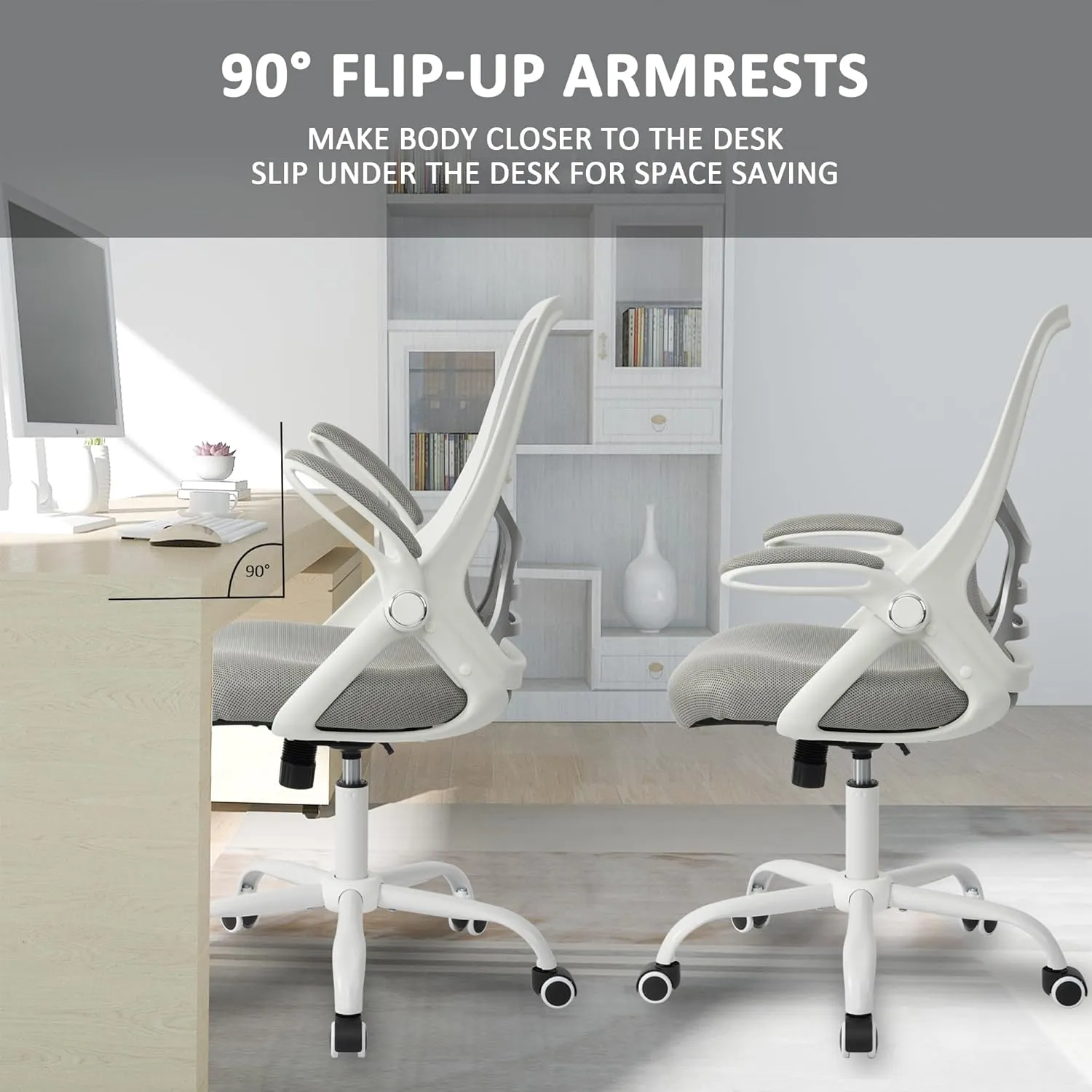 White Office Chair, Comfy Desk Chair Home Mesh Office Chair Desk Chair White Desk Chair Ergonomic