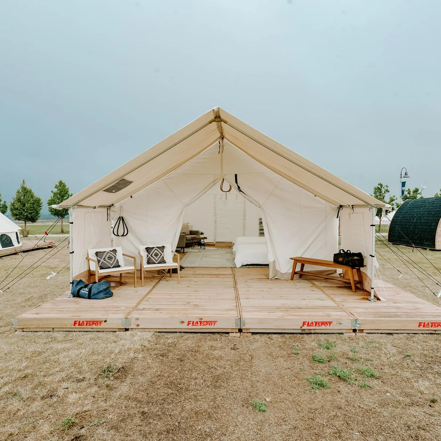 WHITEDUCK Alpha Pro Canvas Wall Tent – Waterproof 4 Season Outdoor Camping & Hunting Tent w/Heavy Duty Aluminum Frame & PVC Floor for Large Groups Families & Outfitters