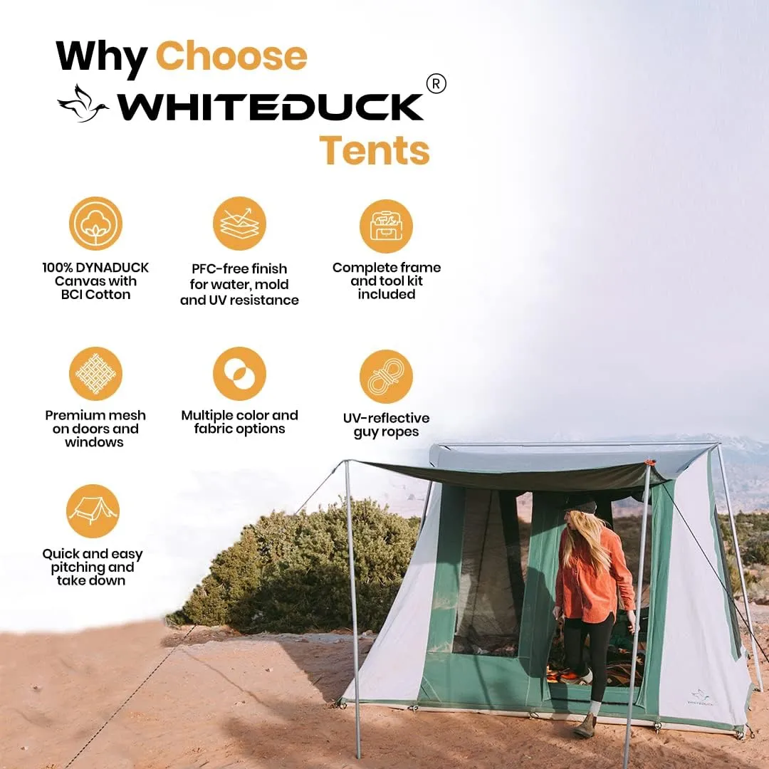WHITEDUCK PROTA 4-Season Waterproof Canvas Cabin Tent w/Windows and Awning for 4-8 People - Perfect for Family Camping, Hunting