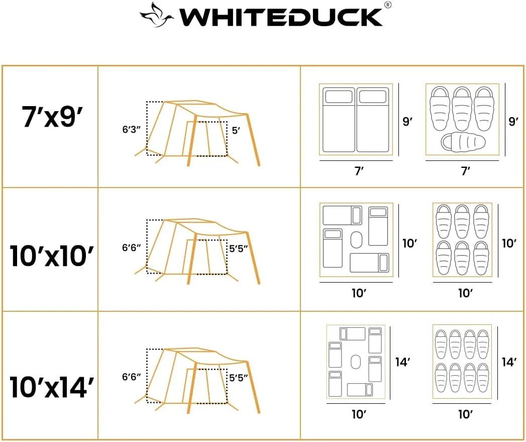 WHITEDUCK PROTA 4-Season Waterproof Canvas Cabin Tent w/Windows and Awning for 4-8 People - Perfect for Family Camping, Hunting