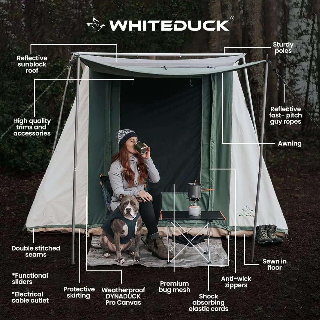 WHITEDUCK PROTA 4-Season Waterproof Canvas Cabin Tent w/Windows and Awning for 4-8 People - Perfect for Family Camping, Hunting