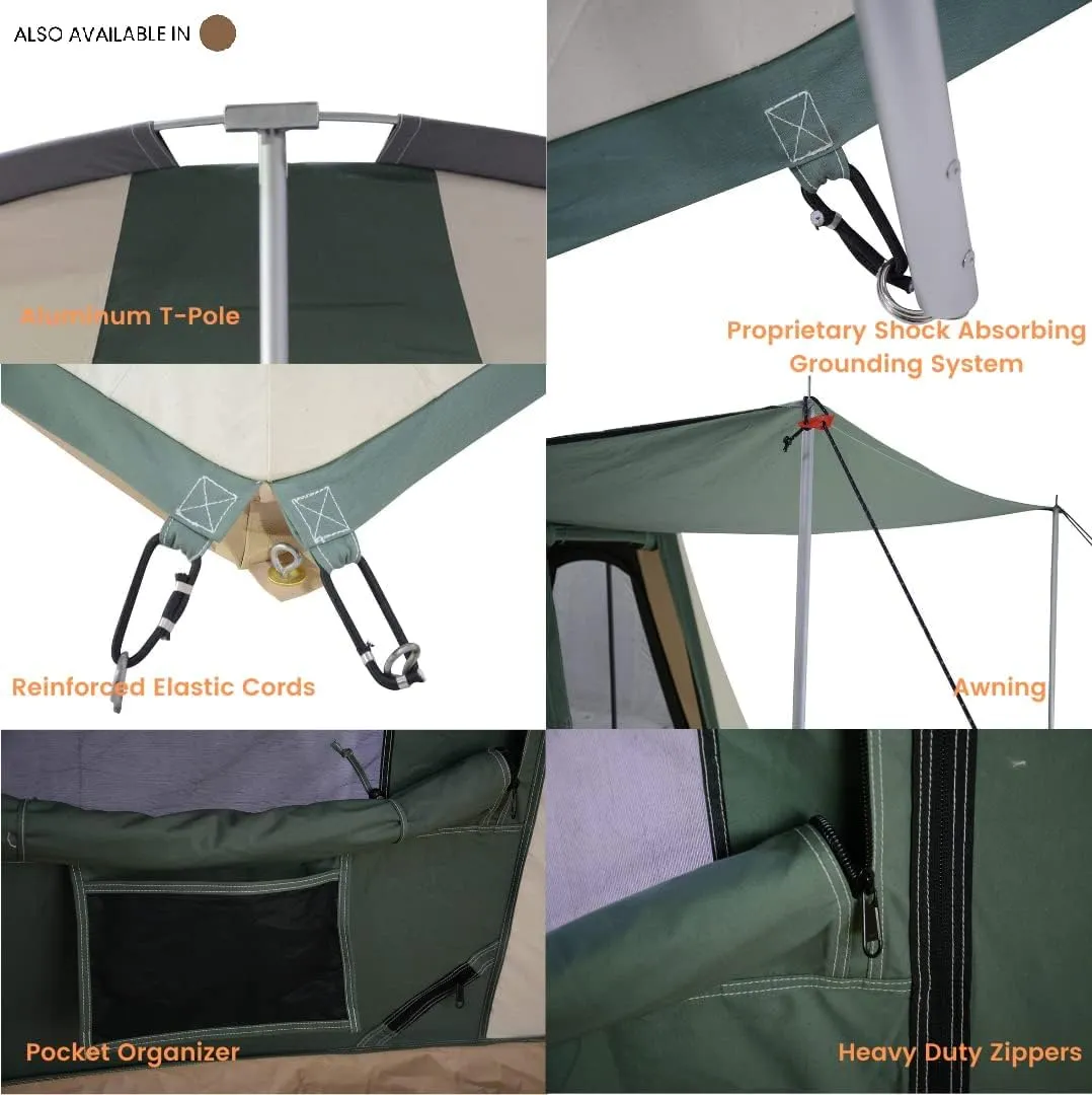 WHITEDUCK PROTA 4-Season Waterproof Canvas Cabin Tent w/Windows and Awning for 4-8 People - Perfect for Family Camping, Hunting