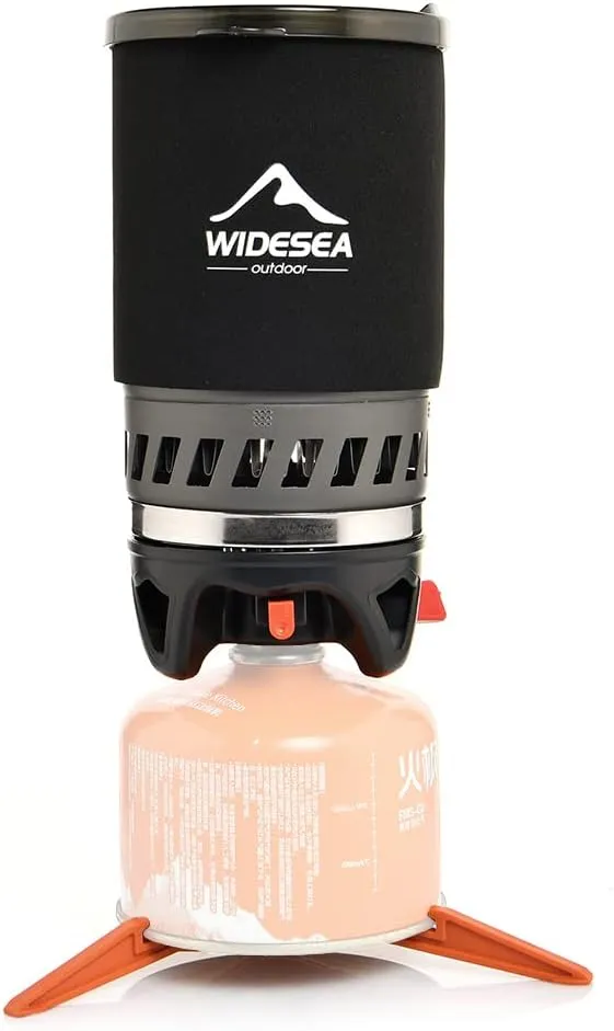 Widesea Camping Cooking System with Heat Exchanger Outdoor Gas Stove Burner Tourist Coffee Pot Cup Cookware Tableware Tourism