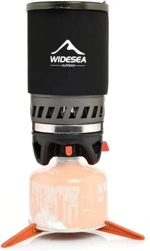 Widesea Camping Cooking System with Heat Exchanger Outdoor Gas Stove Burner Tourist Coffee Pot Cup Cookware Tableware Tourism
