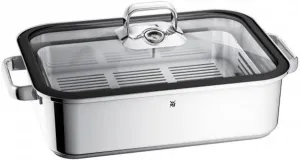 WMF Vitalis Compact with Silicone Edge/Thermometer/Aroma Steaming Rack Cromargan Steamer, Silver, 35 x 21.5 x 10 cm, 3.5 Litre