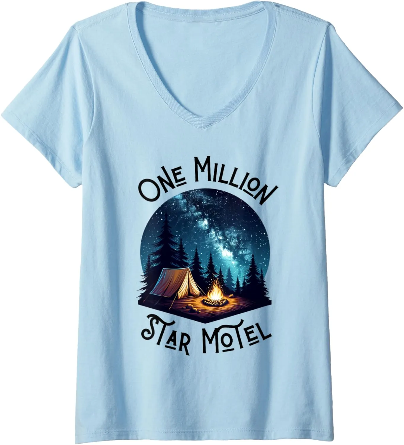 Womens Stargazing Camping and Vintage Camping With Stars and Moon V-Neck T-Shirt