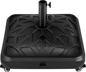 Yaheetech Fillable Mobile Umbrella Base, Heavy Duty Patio Umbrella Pole Holder for Outdoor 4 Wheels, 4 Locks 2 Knobs 123lb Capacity for Deck, Poolside, Garden, Black-Checkered