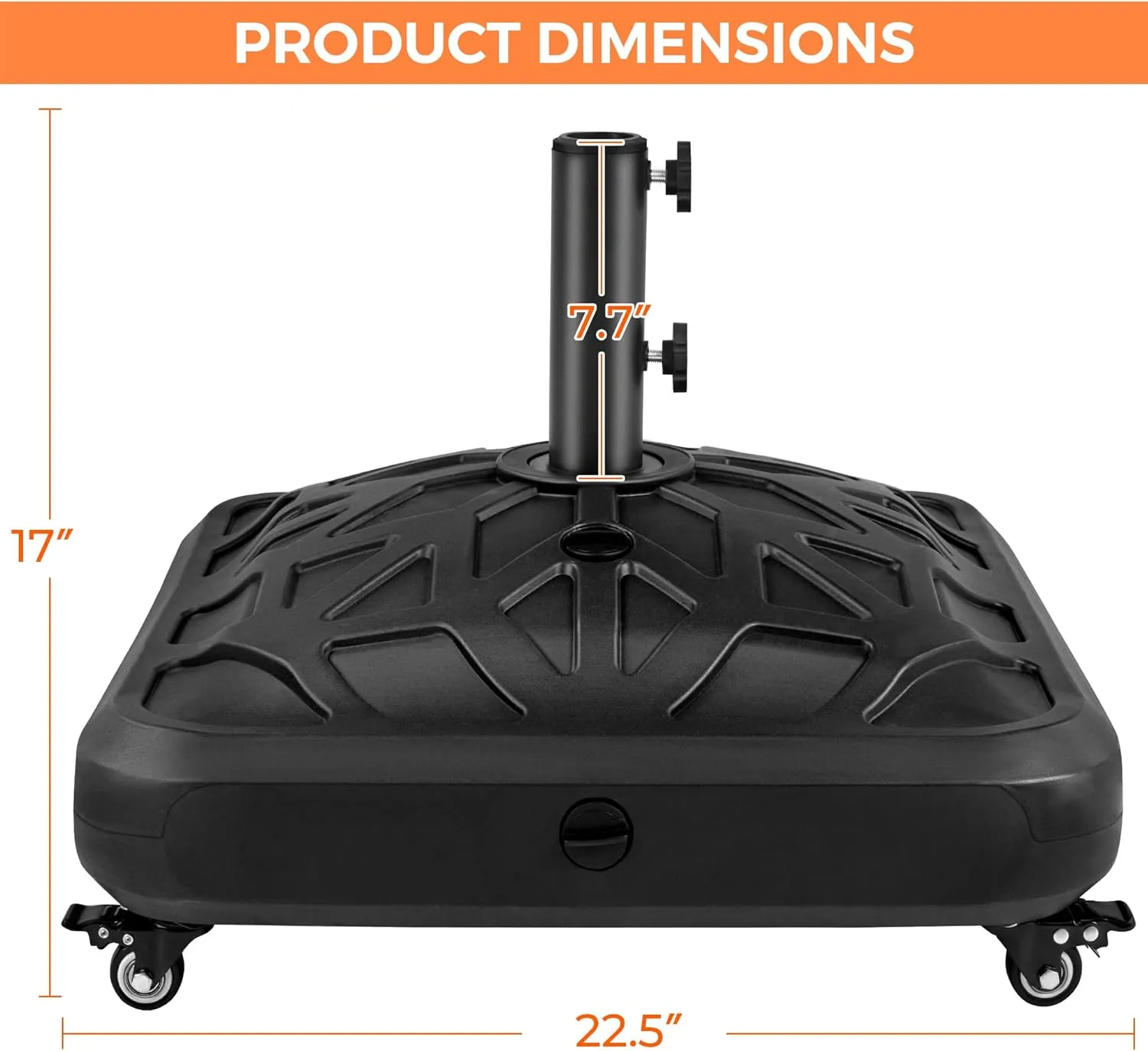 Yaheetech Fillable Mobile Umbrella Base, Heavy Duty Patio Umbrella Pole Holder for Outdoor 4 Wheels, 4 Locks 2 Knobs 123lb Capacity for Deck, Poolside, Garden, Black-Checkered