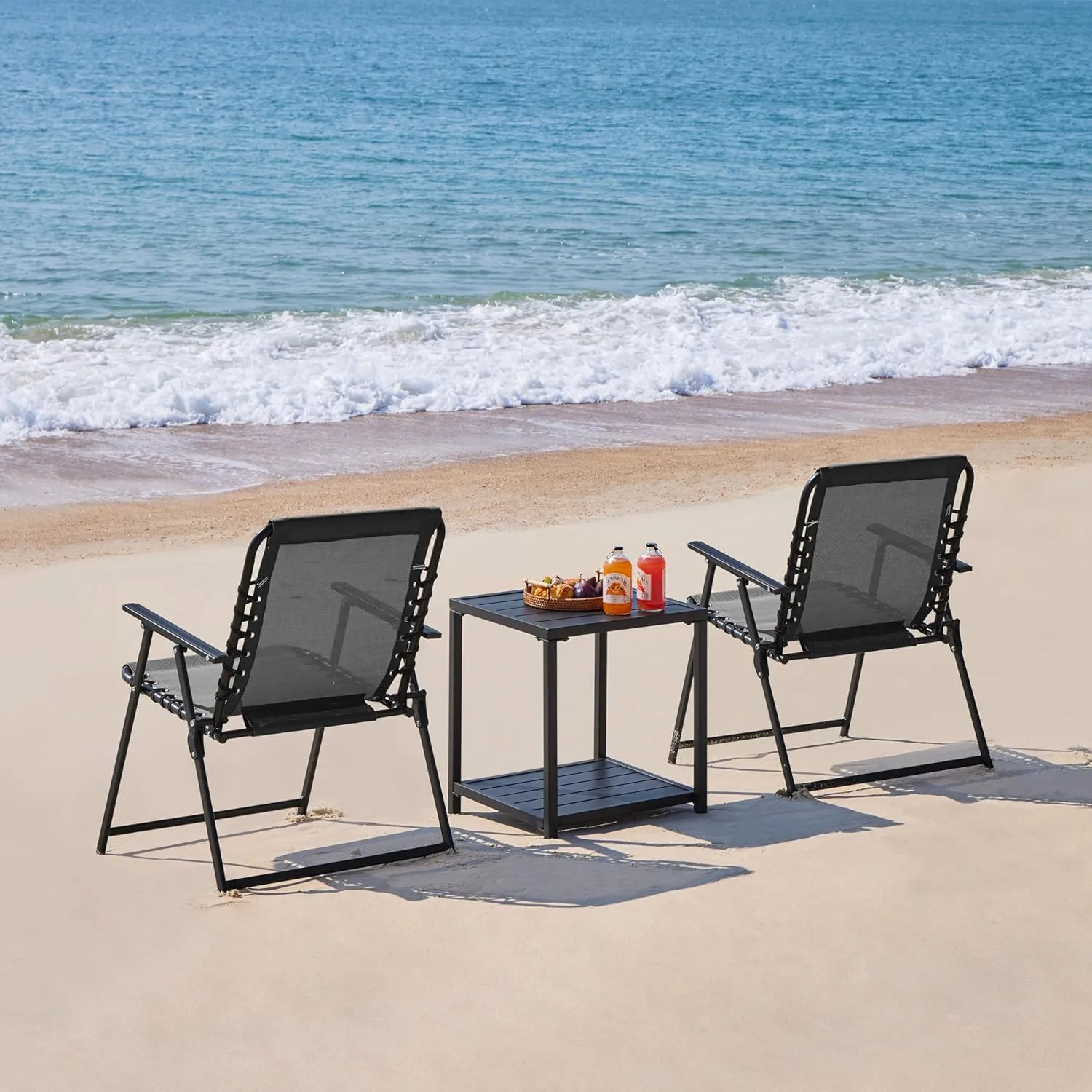 Yaheetech Patio Dining Chairs Set of 4 with Armrests and Backrests, Outdoor Texteline Folding Chairs All Weather for Garden, Lawn, Porch and Backyard, Dark Gray