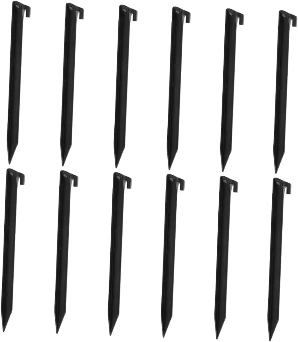 YARNOW 12 Pcs Outdoor Tent Stakes Heavy Duty Plastic Pegs for Camping Lawn Garden Use Durable Spikes for Tarp Canopy Beach Umbrella Decorative Accessories