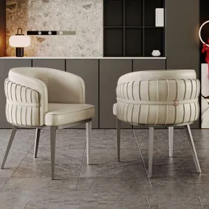 YCKEGEW Leisure Dining Chairs with Arms Reception Chairs with Curved Backrest Faux Leather Office Chairs Padded Seat, Mid-Century Modern Dining Chairs,Lobby Chair(Color:2PCS)