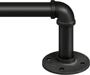 Zeerobee Curtain Rods for Windows 32 to 72, 1 Inch Industrial Wrap Around Black Curtain Rod, Indoor/Outdoor Room Divider Adjustable Drapery Pole, 32"-72"