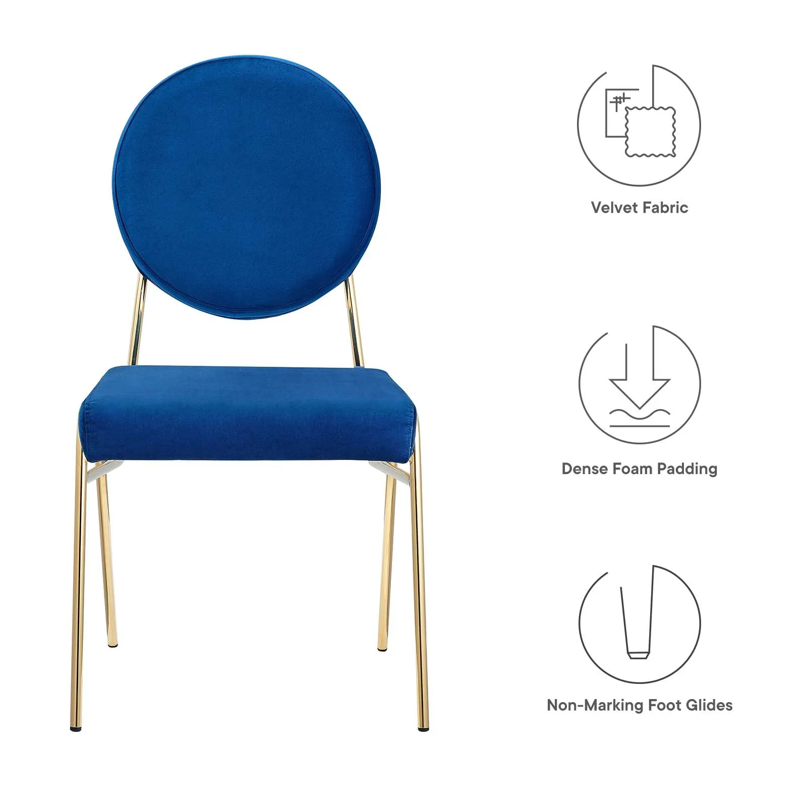 Zephyr Dining Chair in Navy Velvet