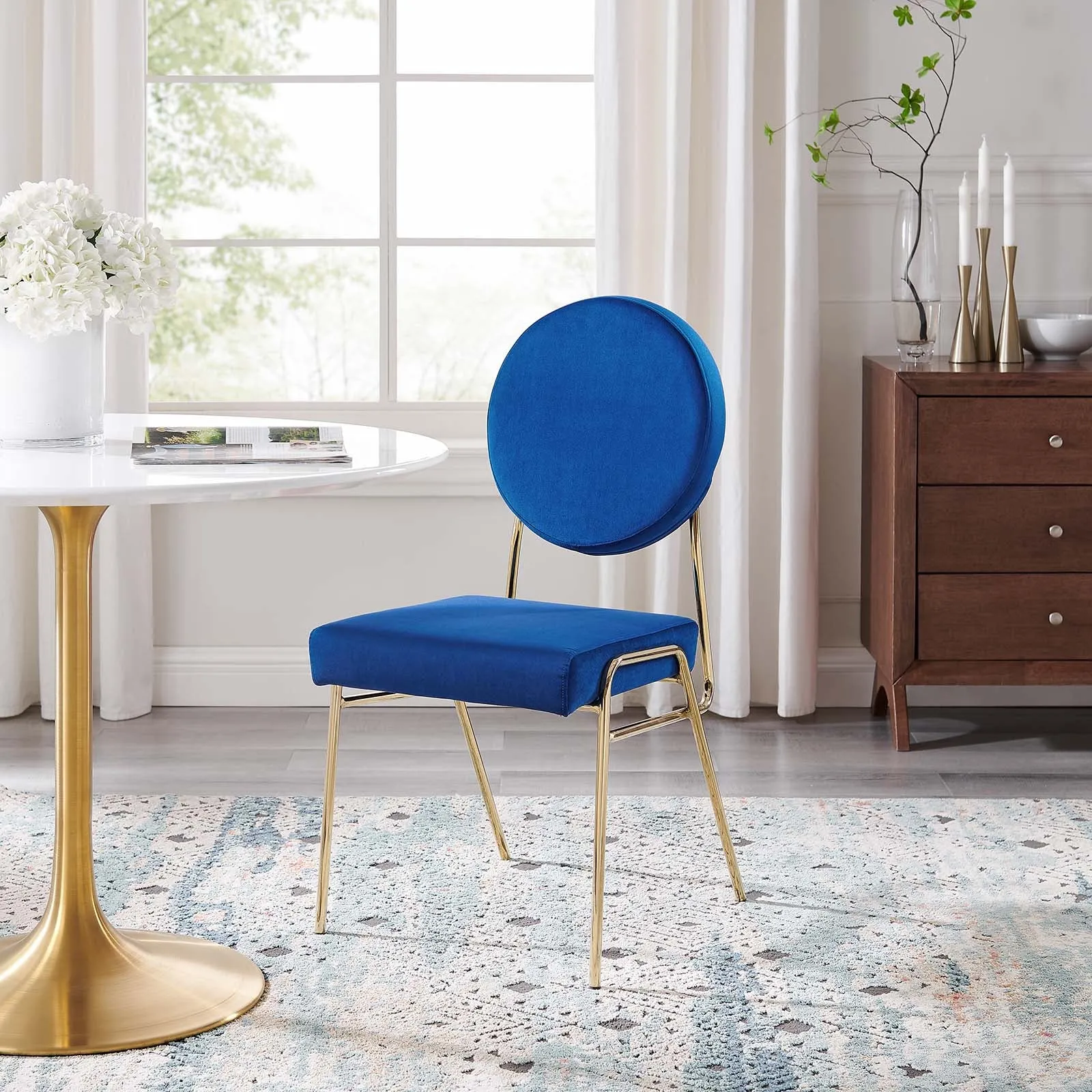 Zephyr Dining Chair in Navy Velvet