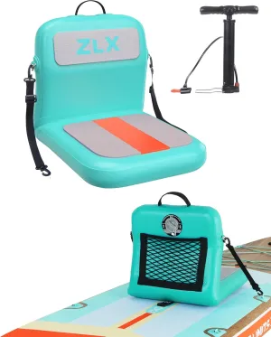 ZLX Paddle Board Seat with Back Support, Portable Kayak Seat, Air Pump Included, Universal Inflatable Seat for Adults, Foldable Ergonomic Design, Easy Fix for Outdoor Fishing/Kayaking/Camping